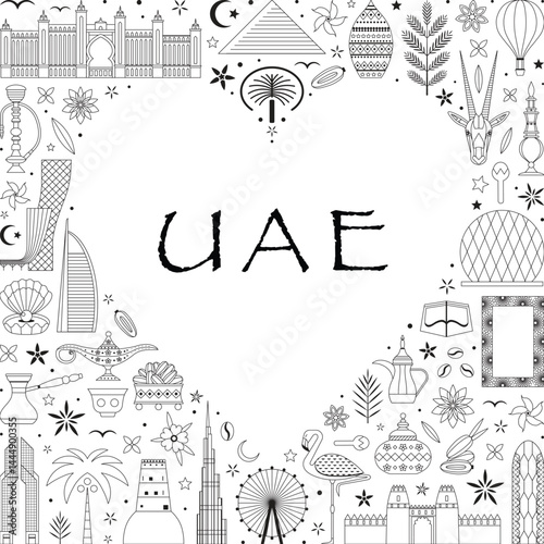 UAE Line Art Travel Design Illustration
