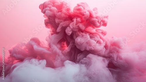 Pink and white abstract ink formations in a soft light. photo