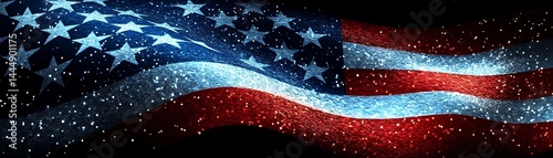 American Flag Glitter Abstract Background