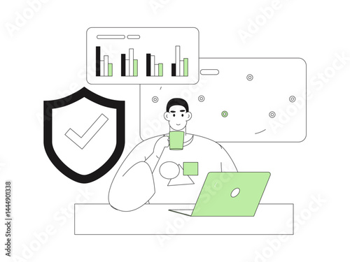 Business network security character flat vector concept operation hand drawn illustration
