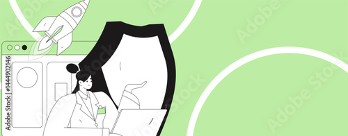 Business network security character flat vector concept operation hand drawn illustration
