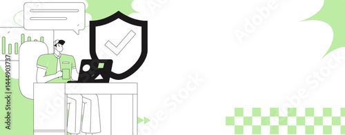 Business network security character flat vector concept operation hand drawn illustration
