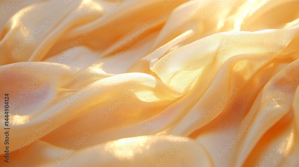 Obraz premium Golden Yellow Silk Fabric Draped Texture