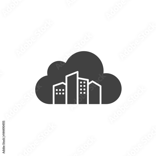Cloud City Skyline: The illustration captures a conceptual skyline, seamlessly integrated with a cloud silhouette, symbolizing innovation and future-ready.