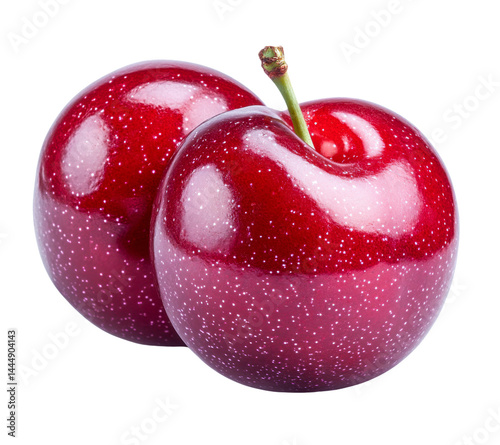 plums - two red plums isolated on white background