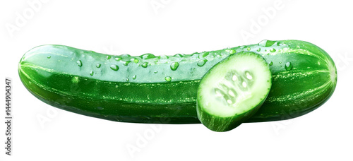 fresh cucumber with water drops - isolated