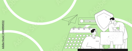 Business network security character flat vector concept operation hand drawn illustration
