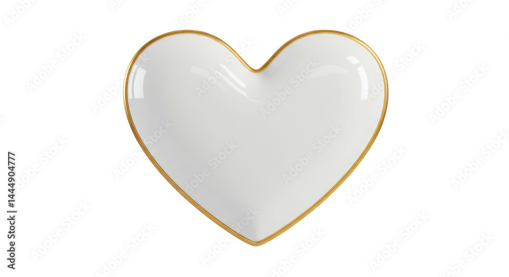 Isolated White Heart with Gold Outline Isolated White Heart with Gold Outline