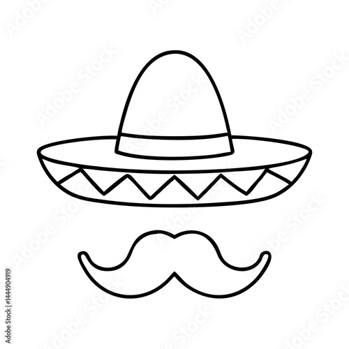 mexican sombrero hat with moustache icon