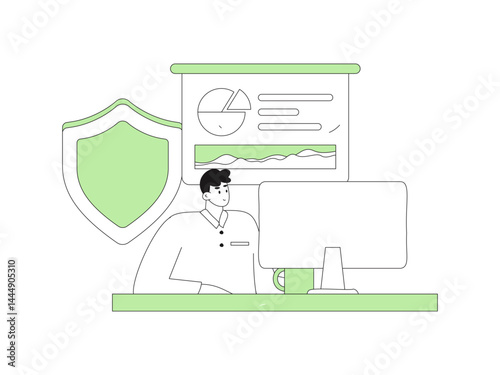 Business network security character flat vector concept operation hand drawn illustration
