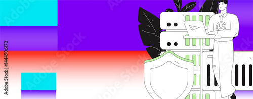 Business network security character flat vector concept operation hand drawn illustration
