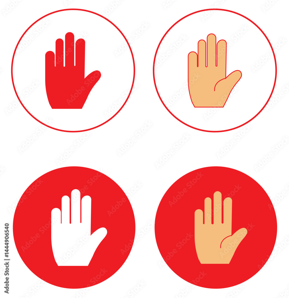 Obraz premium Stop prohibited icon vector set. Stop hand symbol