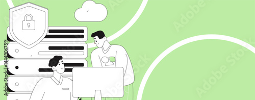Business network security character flat vector concept operation hand drawn illustration
