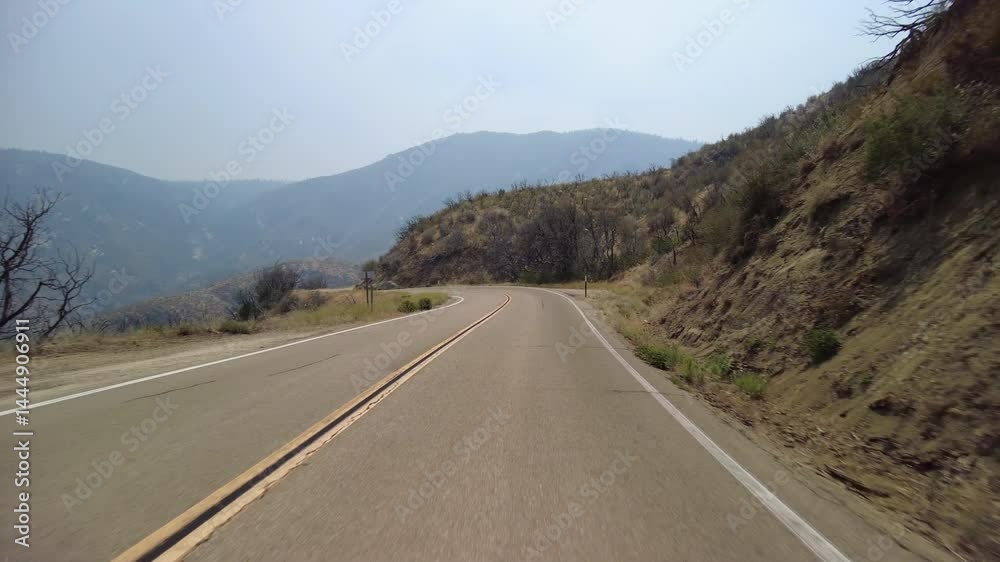 Kings Canyon Scenic Byway East Section 25 Eastbound MultiCam Front View Junction VIsta Driving Plate California USA Kings Canyon Scenic Byway East Section 25 Eastbound MultiCam Front View Junction VIsta Driving Plate California USA