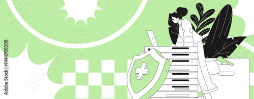 Business network security character flat vector concept operation hand drawn illustration
