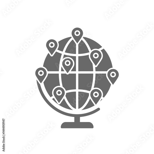 Global Mapping and Exploration: A stylized representation of a globe adorned with location markers, symbolizing the interconnectedness of places and the spirit of exploration.