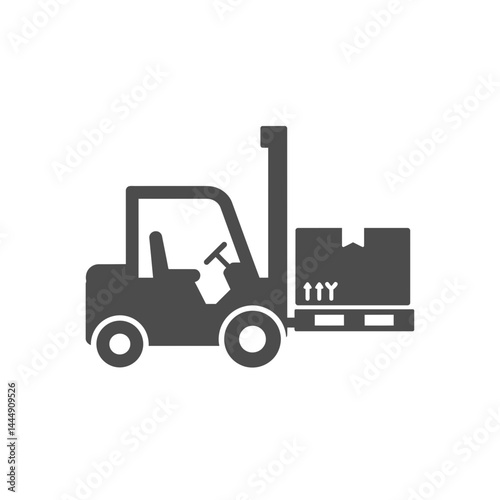Forklift Transporting Boxes: A graphic depiction of a forklift efficiently lifting and transporting a pallet of boxes. A symbol of industry, logistics, and material handling.