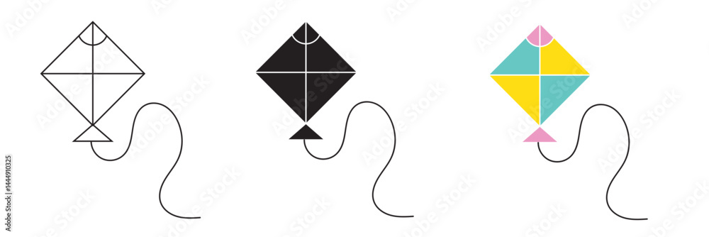 Kite continuous one line drawing of outline vector illustration Kite continuous one line drawing of outline vector illustration