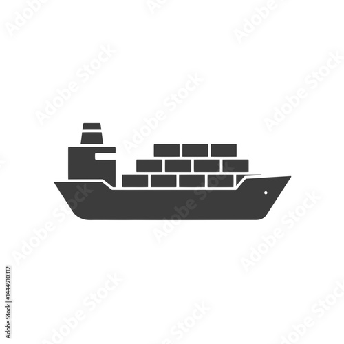 Silhouette of Cargo Ship: This simple silhouette captures the essence of global trade with a cargo ship laden with containers, symbolizing the movement of goods across oceans.