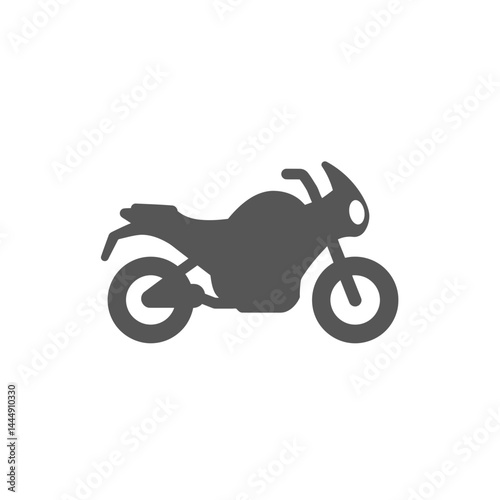 Motorcycle Silhouette Icon: A sleek motorcycle silhouette, perfect for conveying speed, adventure, and the thrill of the open road. The image evokes a sense of freedom and motion.