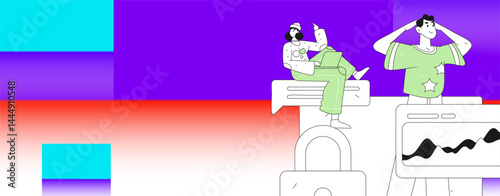 Business network security character flat vector concept operation hand drawn illustration
