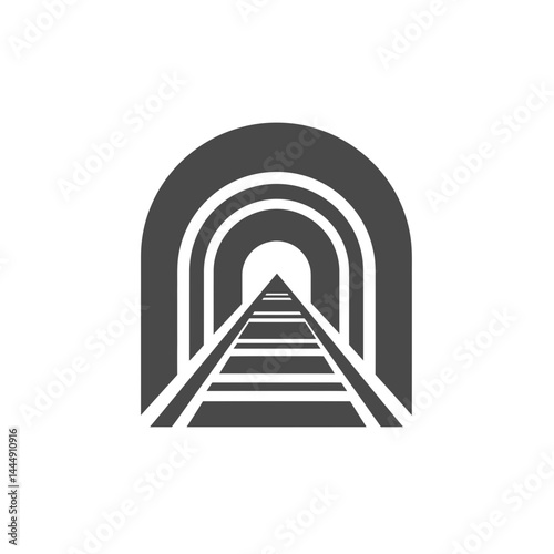 Journey through Perspective: A graphic illustration depicts a railway tunnel, inviting viewers to traverse through its depths and explore the endless journey within.