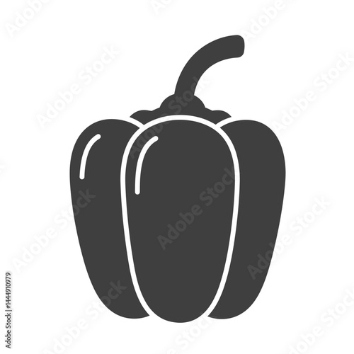 Bell Pepper Icon: An elegant monochrome image of a single bell pepper, showcasing its form and shape in a clean, illustrative style.