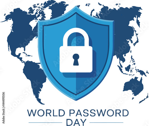 World map with secure lock – cyber safety vector illustration