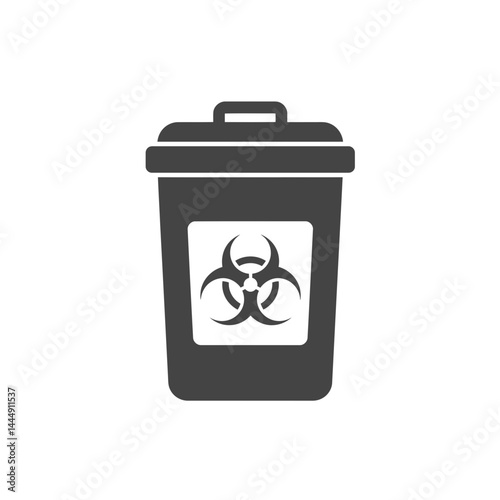 Hazardous Waste Disposal: A visual symbol of the essential task of safe hazardous waste management. Featuring a gray trash container with a biohazard symbol.