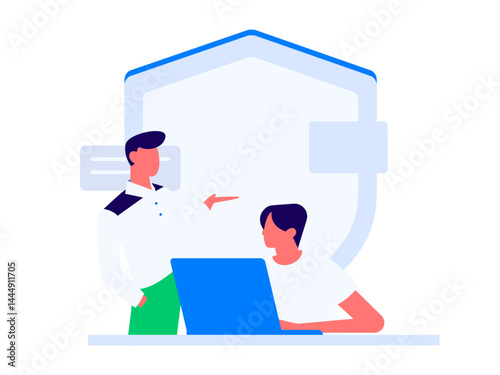 Business network security character flat vector concept operation hand drawn illustration
