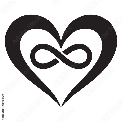 Infinity love, forever symbol Vector Black silhouettes. with white background