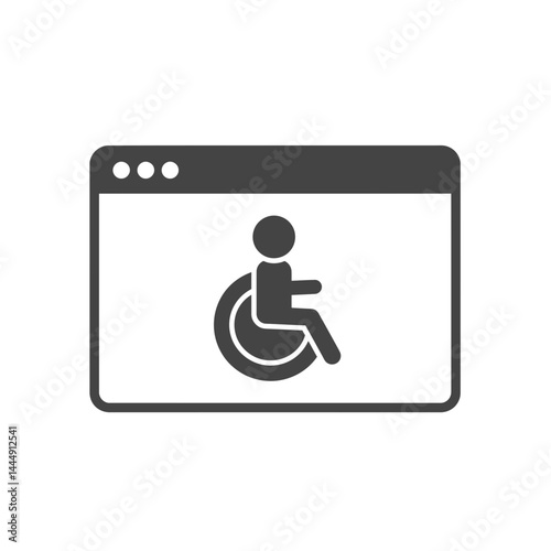Web Accessibility Icon:  A simple yet powerful icon representing web accessibility, featuring a person in a wheelchair on a computer screen.  This symbol promotes inclusivity and digital equity. 