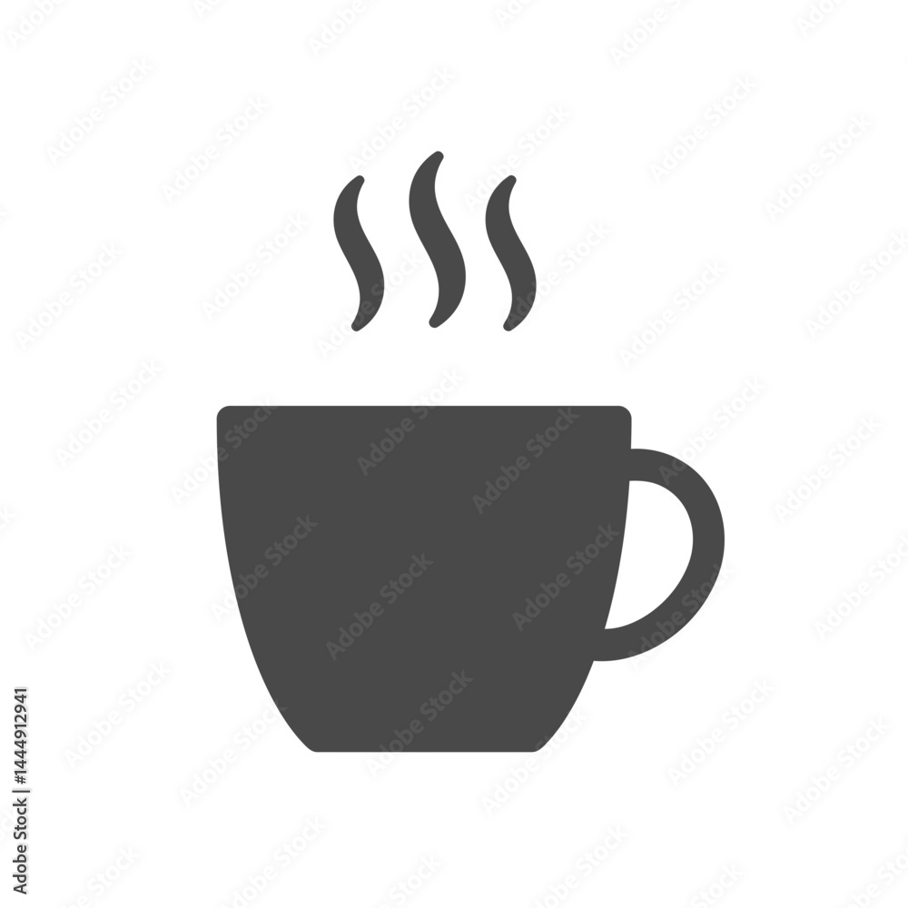 Hot Coffee Cup Icon: A simple yet evocative icon of a steaming cup of coffee, perfect for representing warmth, comfort, and the daily ritual. Hot Coffee Cup Icon: A simple yet evocative icon of a steaming cup of coffee, perfect for representing warmth, comfort, and the daily ritual.