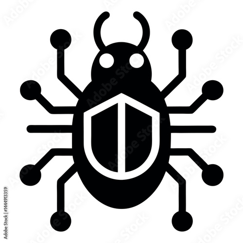 stylized bug icons with integrated circuit design