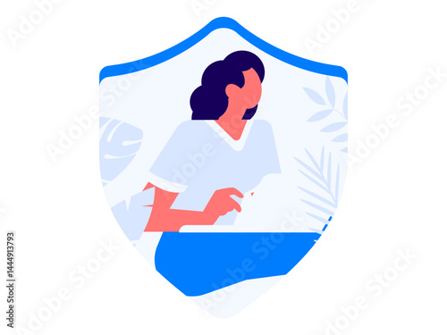 Business network security character flat vector concept operation hand drawn illustration
