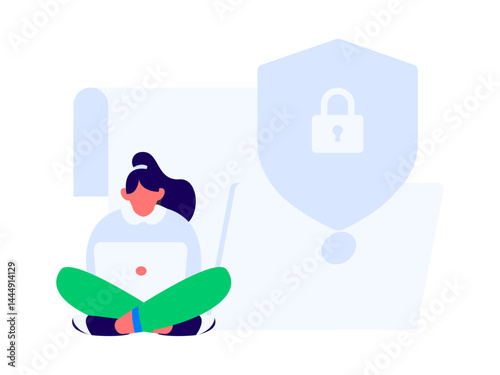 Business network security character flat vector concept operation hand drawn illustration

