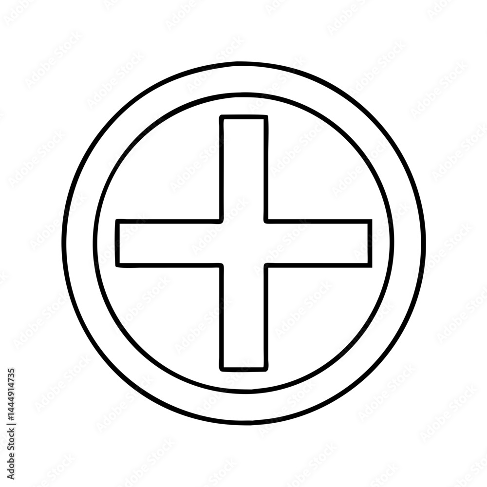 Obraz premium red cross sign in circle icon, red cross sign in circle vector illustration-simple illustration of red cross sign in circle, perfect for red cross sign in circle logos and icons