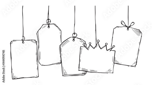Floating paper tag line art creative abstract design for artwork