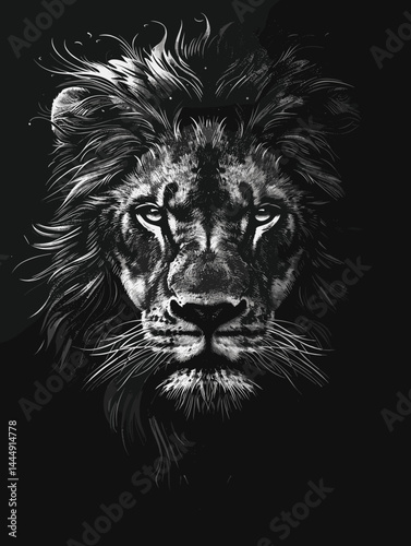 Lion head vector illustration for t-shirt print or poster