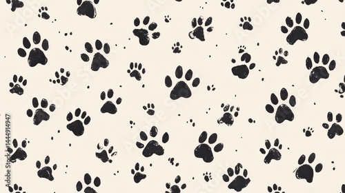 Dog paw prints pattern background; pet design