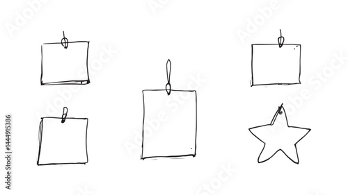 Floating paper tag line art modern graphic illustration for design