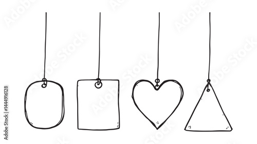 Floating paper tag line art simple and elegant design style