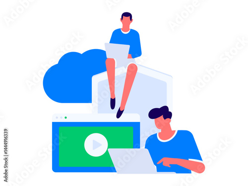 Business network security character flat vector concept operation hand drawn illustration
