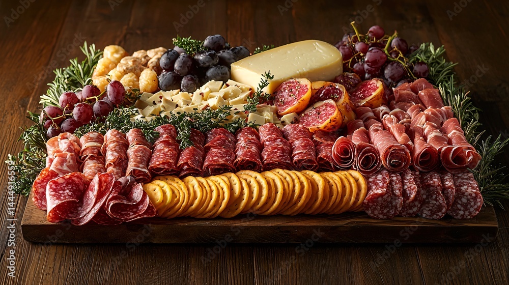 Elegant Charcuterie Board with Meat, Cheese, and Fresh Fruits Elegant Charcuterie Board with Meat, Cheese, and Fresh Fruits
