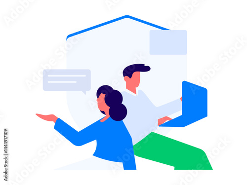 Business network security character flat vector concept operation hand drawn illustration
