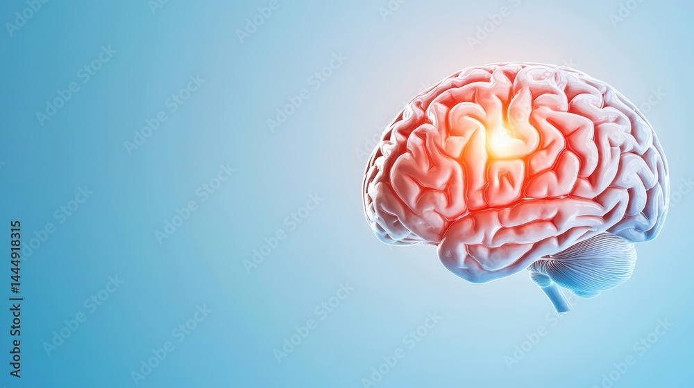 Human Brain Concept with Glowing Neural Activity and Soft Background Human Brain Concept with Glowing Neural Activity and Soft Background