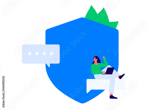 Business network security character flat vector concept operation hand drawn illustration
