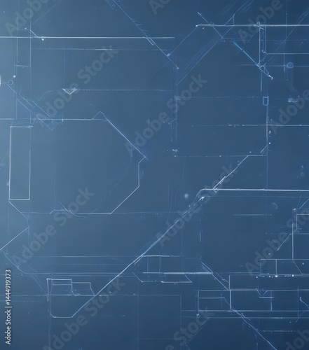 Abstract blueprint background, geometric shapes, technical lines, vibrant blue hues, gradient, design