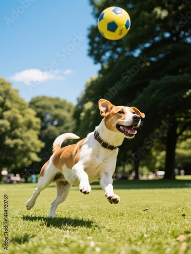 Dog Playing with a Ball in the Park