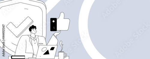 Business network security character flat vector concept operation hand drawn illustration
